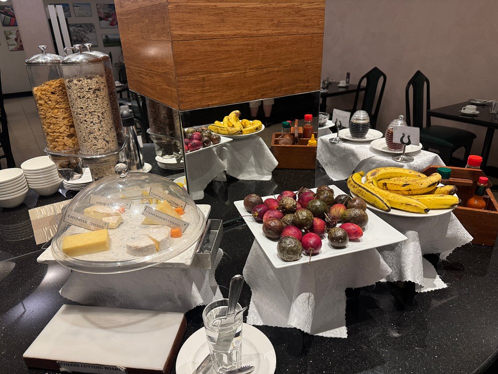 Fresh morning breakfast selection